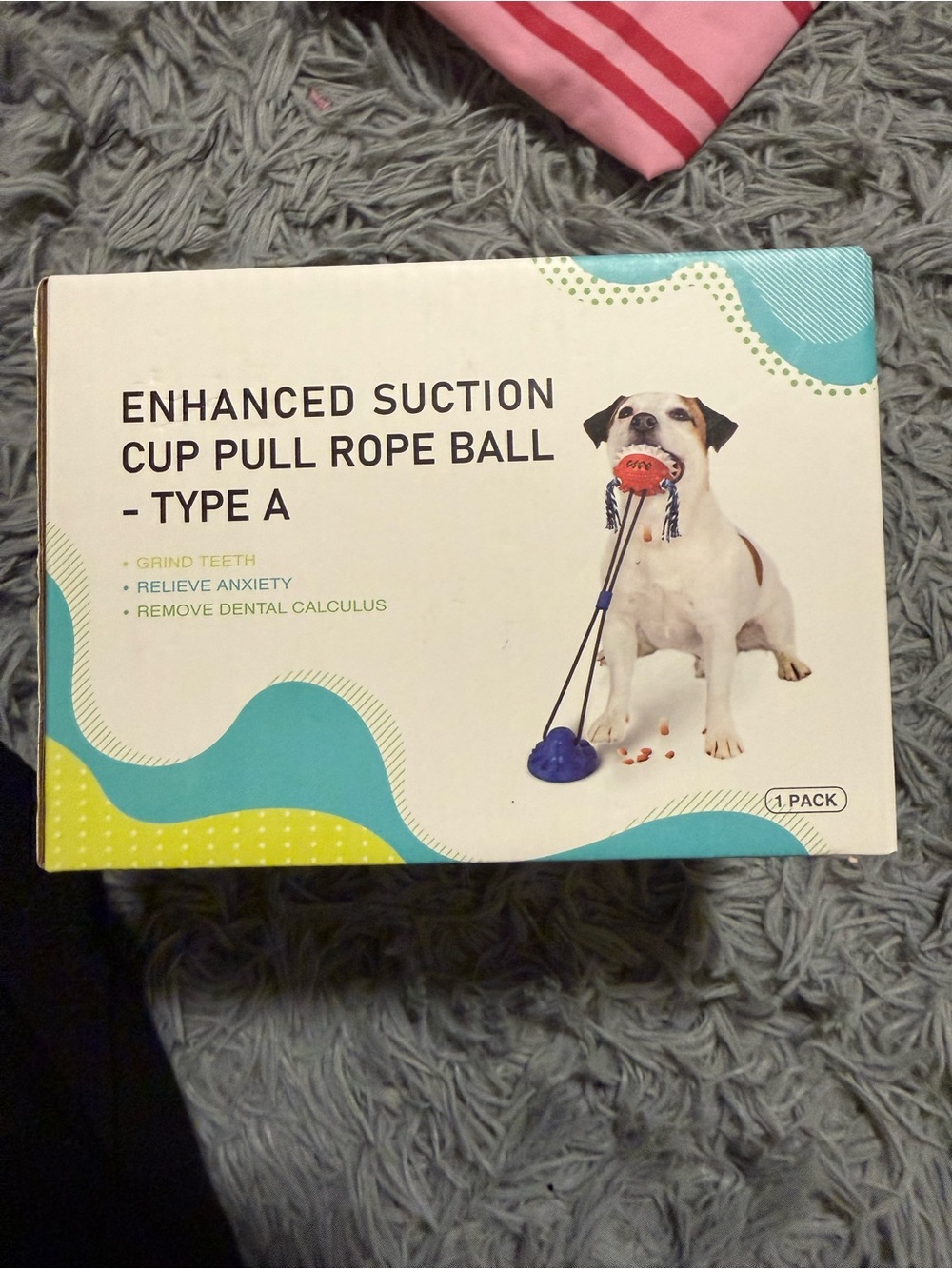 Enhanced Suction Cup Pull Rope Ball Dog Toy - Blue